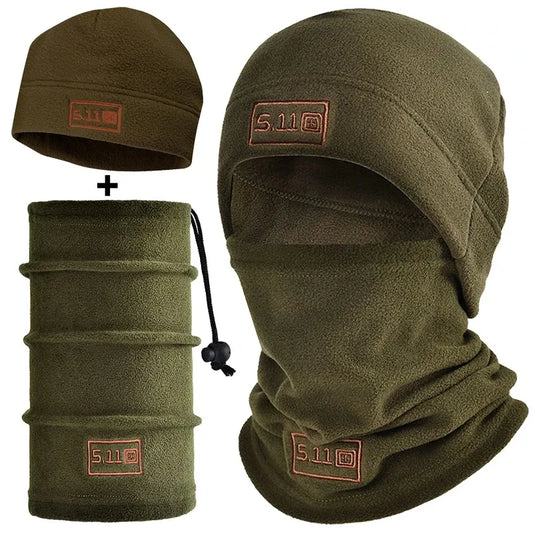 Tactical Fleece Hat Scarf Set Thermal Winter Balaclava Face Mask Cycling Neck Warmer