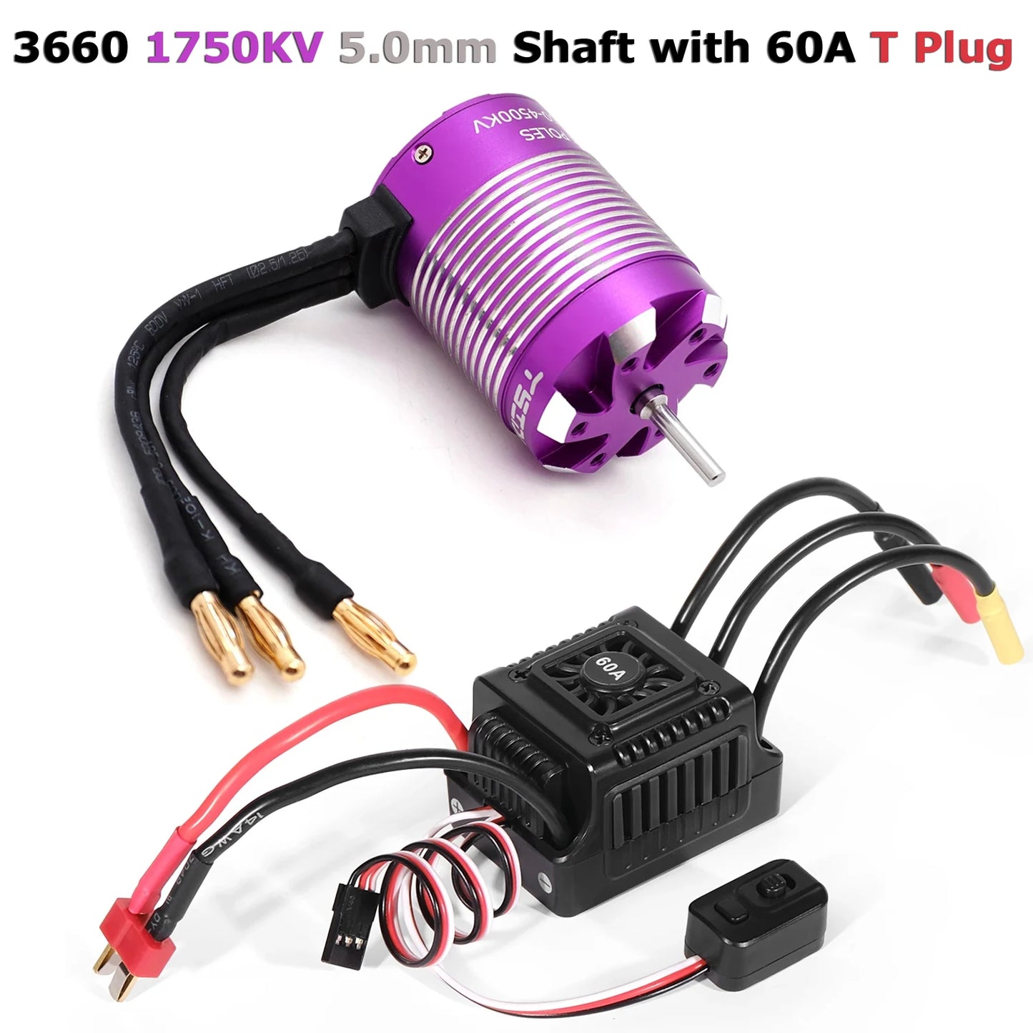 60A Brushless Motor ESC for 1/10 RC Car Drift Racing Waterproof Electric