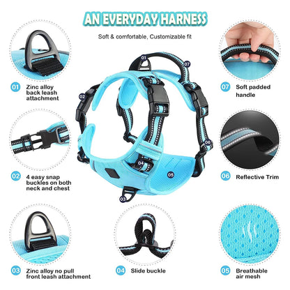 Adjustable Soft Padded Dog Harness with Handle No Pull Pet Vest