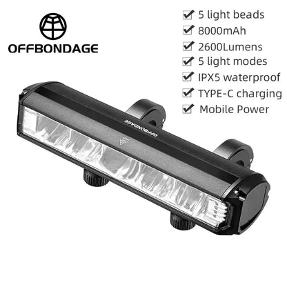 Offbondage Bicycle Light Front 900Lumen USB Rechargeable Waterproof Flashlight