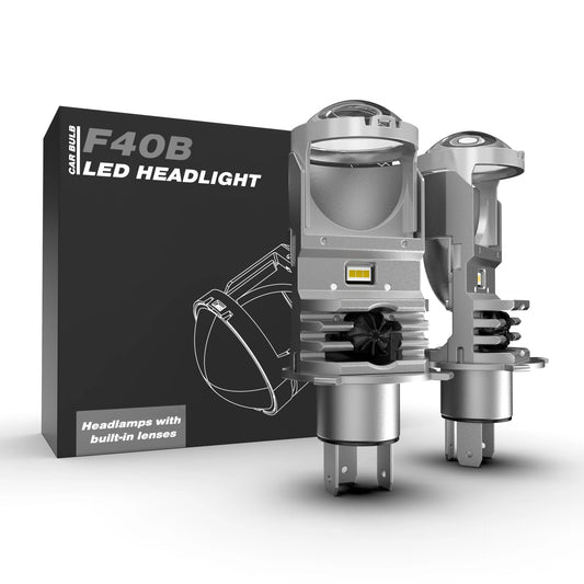 2 Piece Mini Lens Headlight Projector 12V 60W/Bulb High/Low Beam Big Turbo Fan Cooling Bright Big Chips 6000K for Motorcycle Car-EXPROTAS