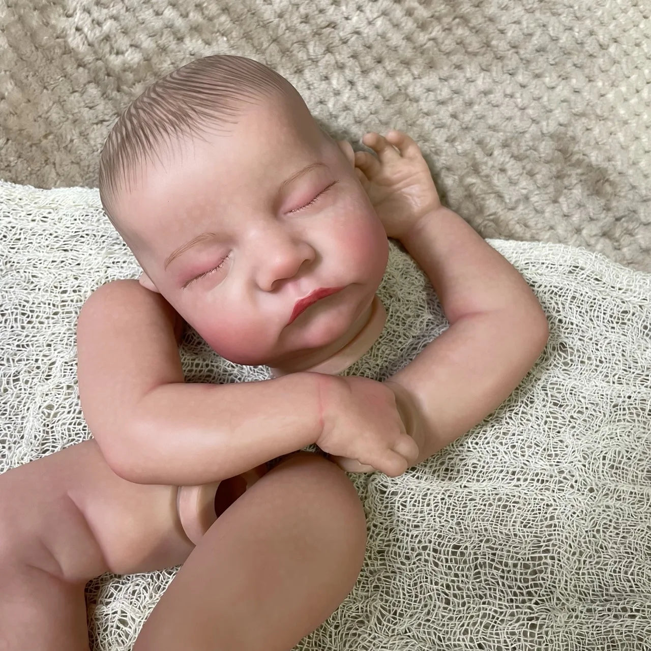 19" Reborn Doll Kit Levi Painted 3D Skin Veins Lifelike Parts with Cloth Body