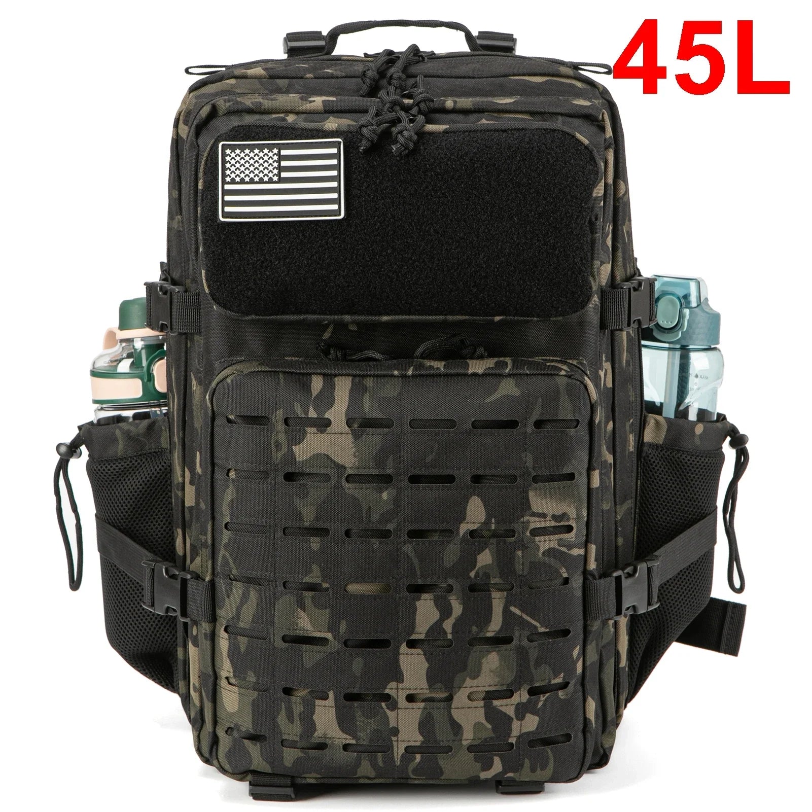 QT&QY 25L/45L Tactical Backpack for Men and Women Outdoor Survival Bug Out Bag Small School Rucksack Hking with Bottle Holder-EXPROTAS