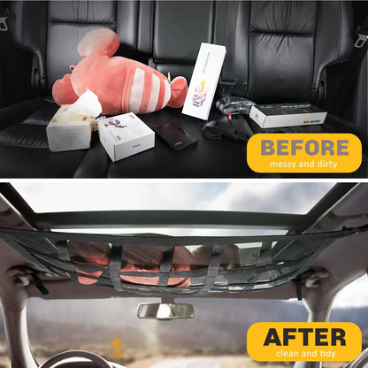 Cargo Net 90x65CM Ceiling Organizer for SUV Van Camping - 25kg Capacity
