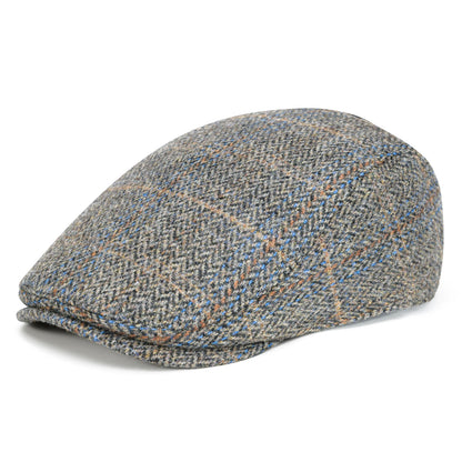 Men's Herringbone Newsboy Hat Wool Blend Flat Cap Gatsby Style