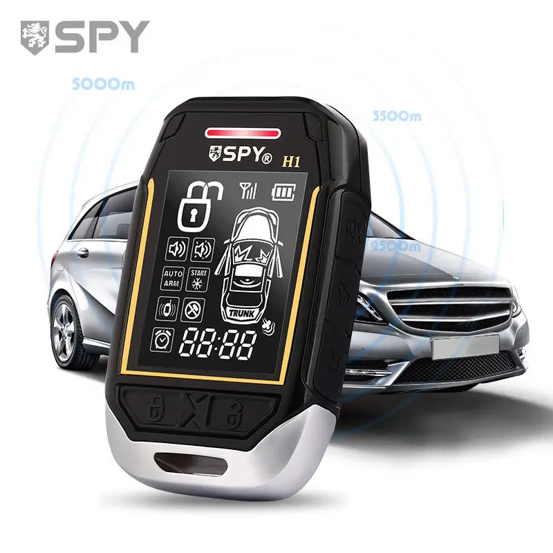 SPY Two Way Car Alarm System Full Set Immobilization Remote Starter Keyless Entry Automotive Smart Start Stop Button Lock Kit-EXPROTAS