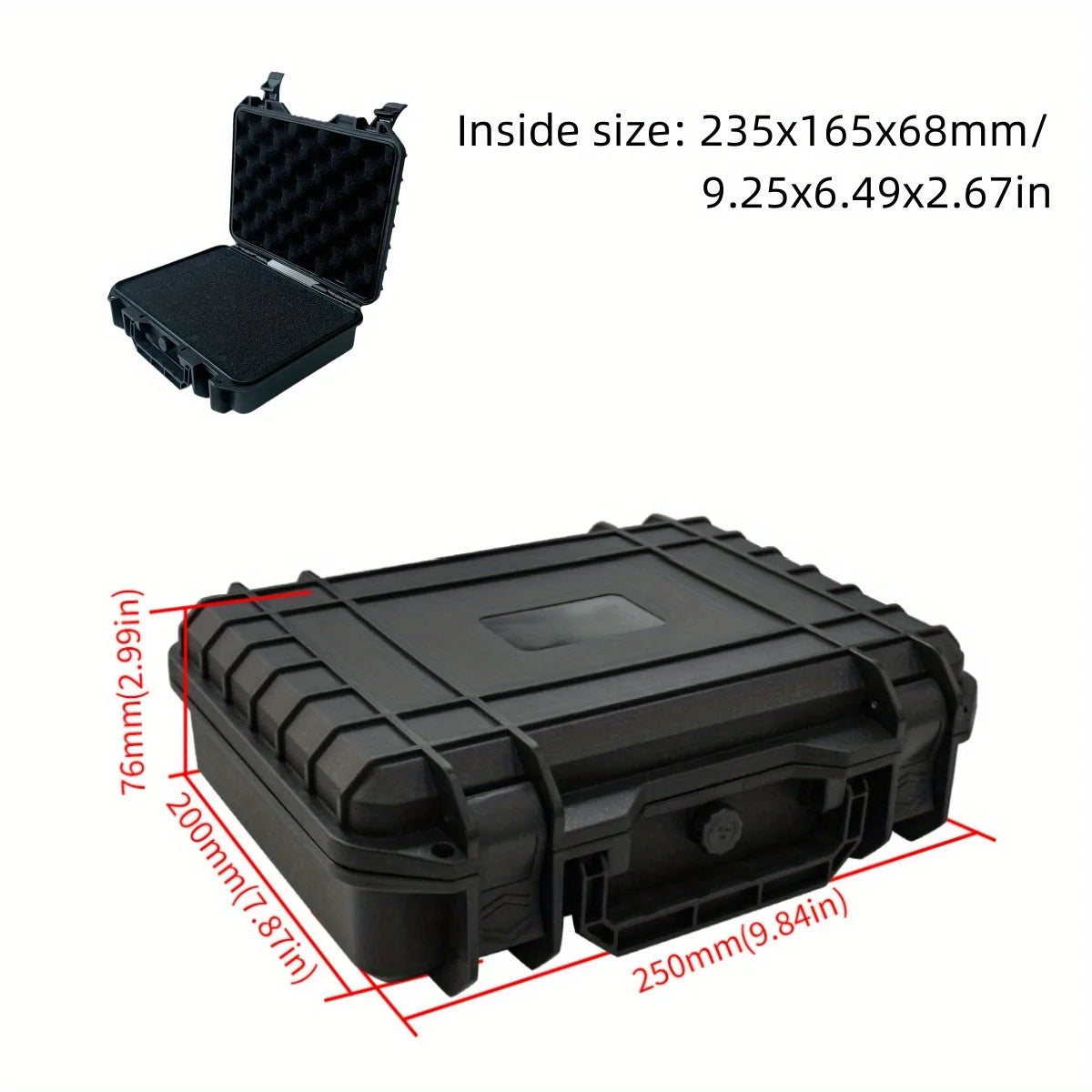 Plastic Box Waterproof Sealed Shockproof Case Dry Storage 250x200x76mm
