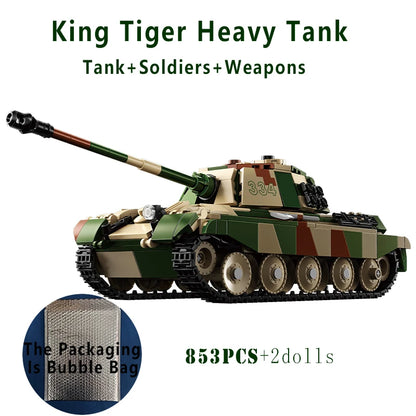 WW2 German King Tiger Heavy Tank Building Blocks Military Brick Model Toy Set