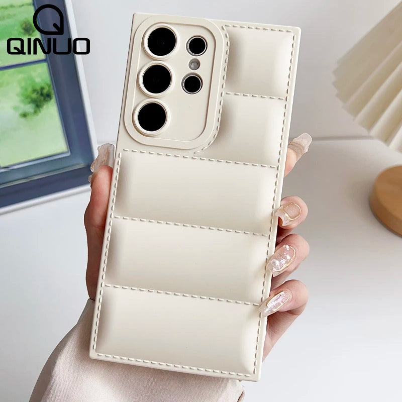 Down Jacket Style Silicone Case for Samsung S20-S26 Ultra Plus FE A-Series Soft