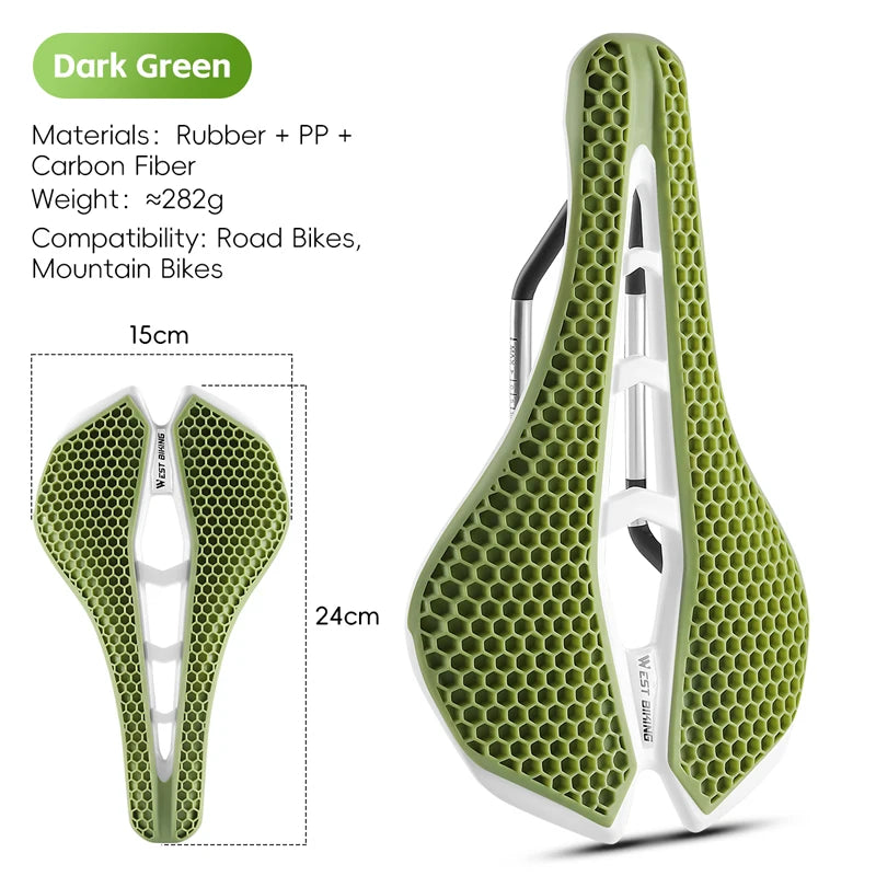 WEST BIKING 3D Printed Bike Saddle Honeycomb Ultralight Breathable Road MTB - EXPROTAS