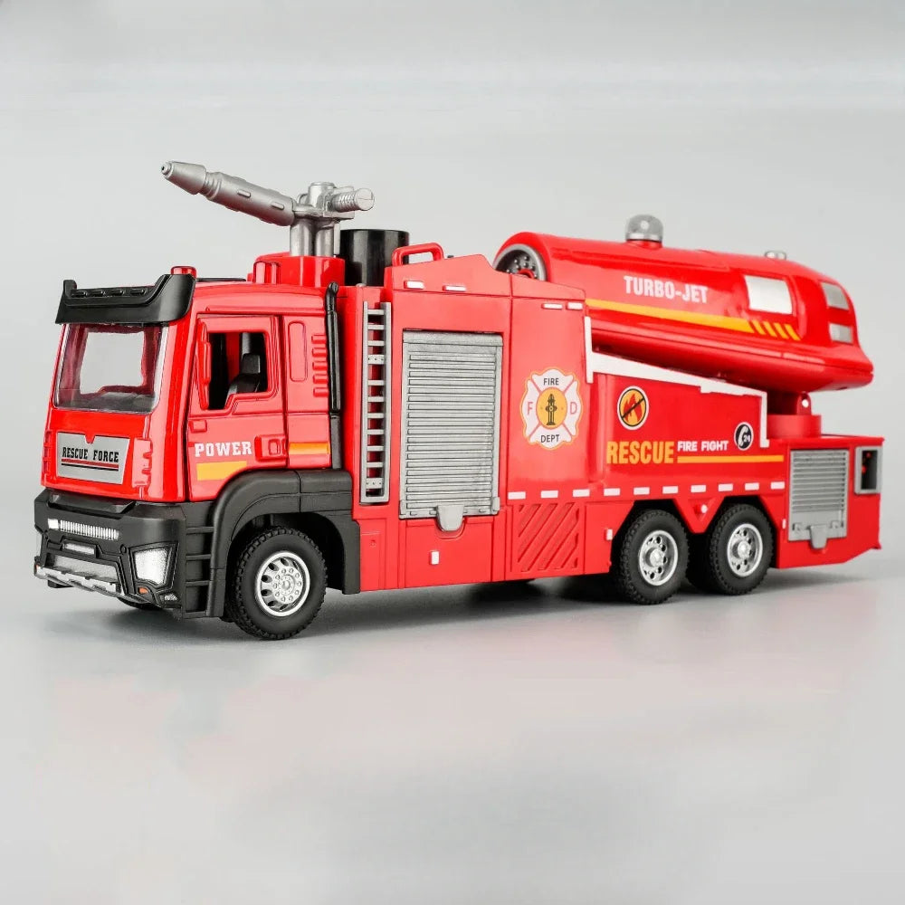 1:32 Scale Water Spray Fire Truck Model Toy Car Sound Light Pull Back