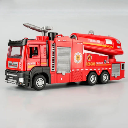1:32 Scale Water Spray Fire Truck Model Toy Car Sound Light Pull Back