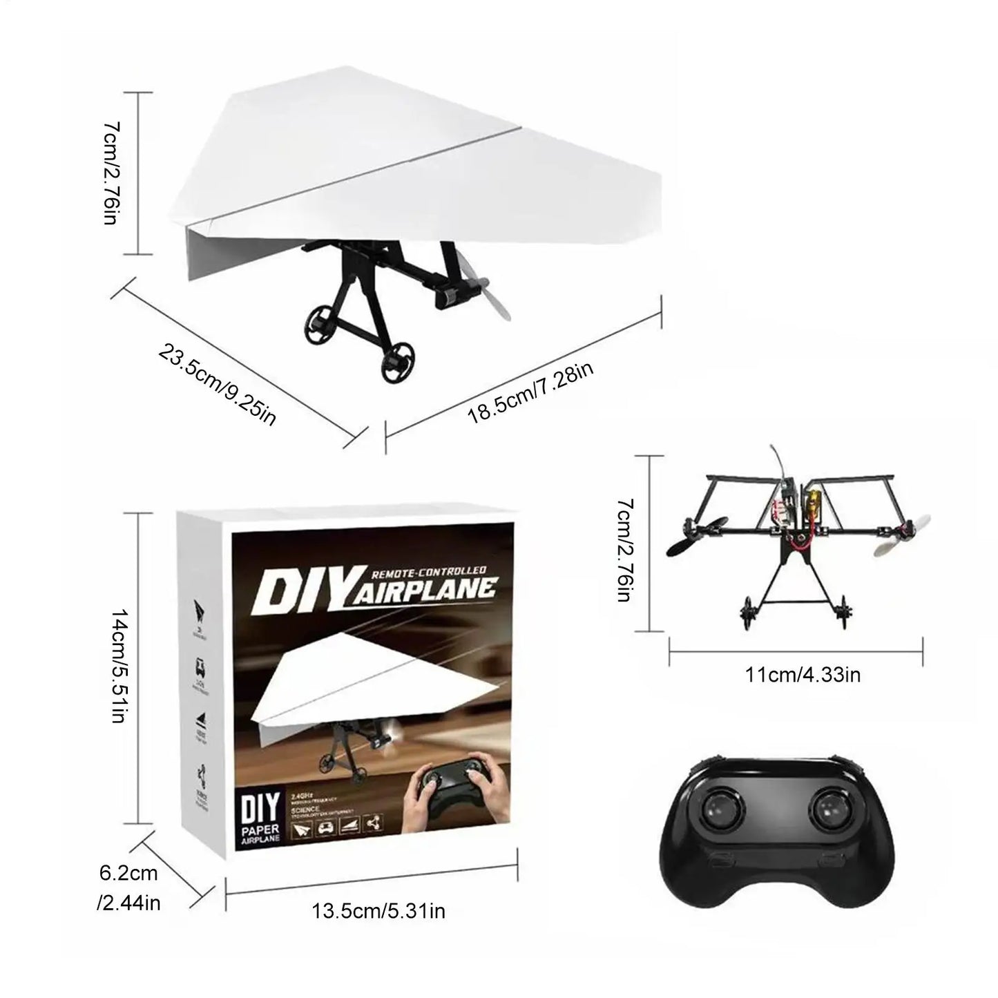RC Paper Airplane Electric Remote Control Toy with Gyro Stabilizer for Kids