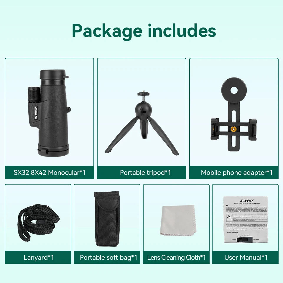 SVBONY SX32 Professional Zoom HD Powerful Portable Long Distance Monocular Telescope For Sports Outdoor Hunting Camping Travel-EXPROTAS