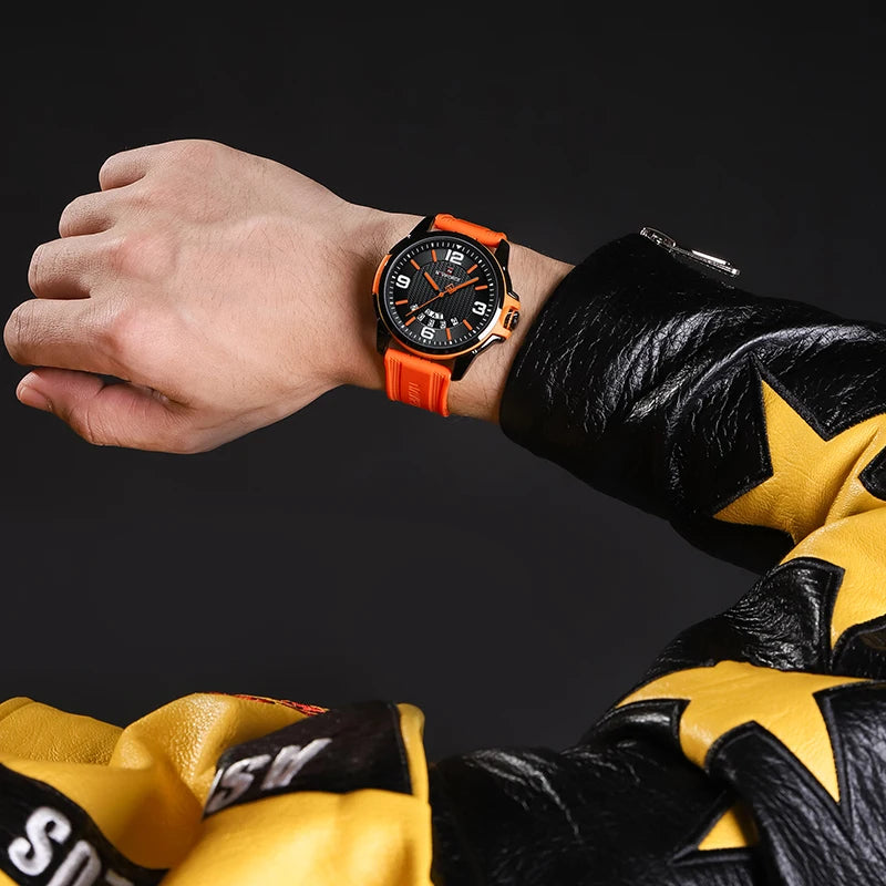 NAVIFORCE Creative TPU Strap Male Wristwatch Fashion Sports 3ATM Waterproof Quartz Day and Date Display Men Watches Reloj Hombre-EXPROTAS