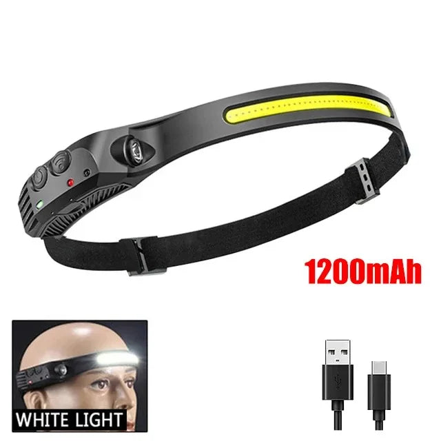Rechargeable Head Lamp 1200mAh LED Waterproof Torch USB Headlamp Bright