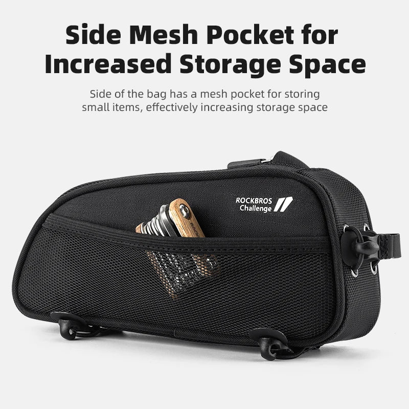 ROCKBROS 1.3L Waterproof Frame Tube Bag Portable MTB Road Bike Pannier with Jack