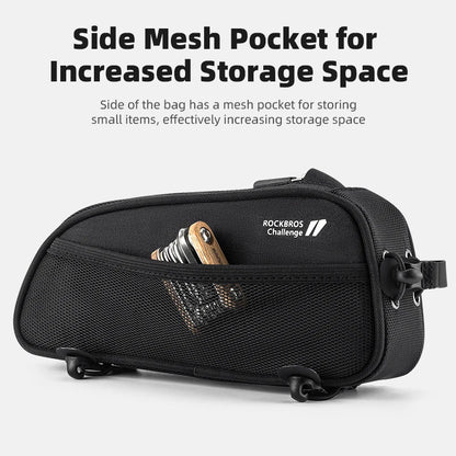 ROCKBROS 1.3L Waterproof Frame Tube Bag Portable MTB Road Bike Pannier with Jack