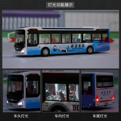 Sliding Sound Light Bus Model Alloy Toy for Kids Christmas Gift
