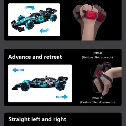 ZWN F1 RC Drift Car With Music Led Lights 2.4G Glove Gesture Radio Remote Control Stunt Cars 4WD Electric Children Toy vs Wltoys-EXPROTAS