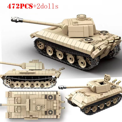 WW2 Military Tank Building Blocks Tiger Panther Churchill Brick Model Toy Set