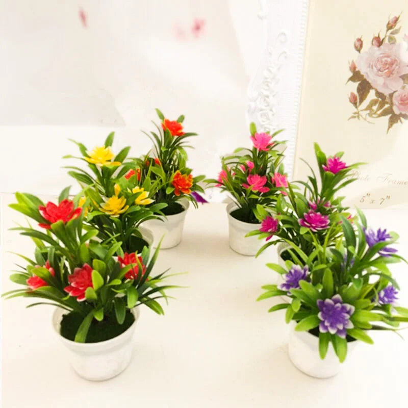 Artificial Flowers Plant Pot Fake Decor for Home Office Garden Balcony