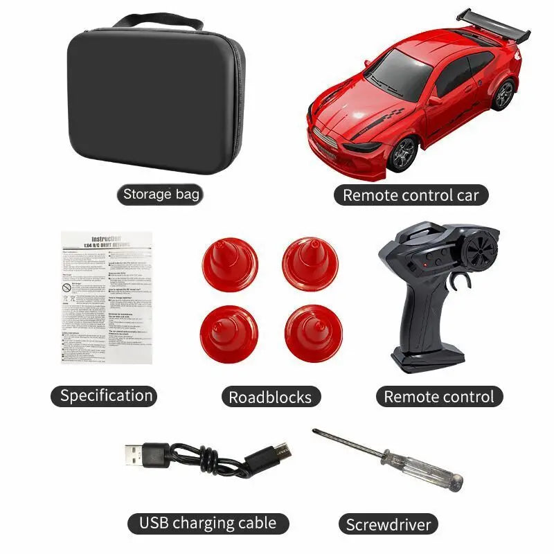 RC Drift Car 1:64 Remote Control Racing Toy 4WD LED Lights