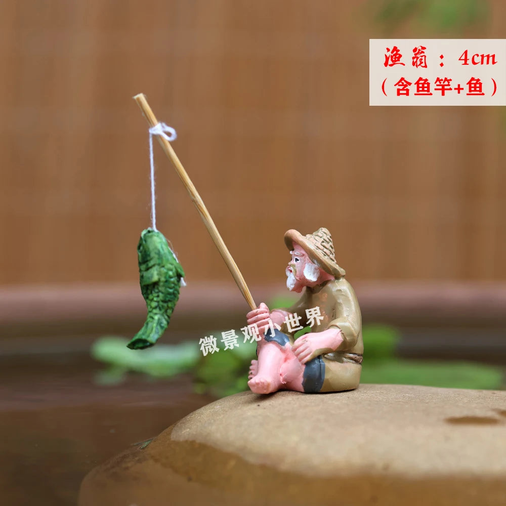 Decoration Mini Fishing Garden Ornament for Fish Tank Pond