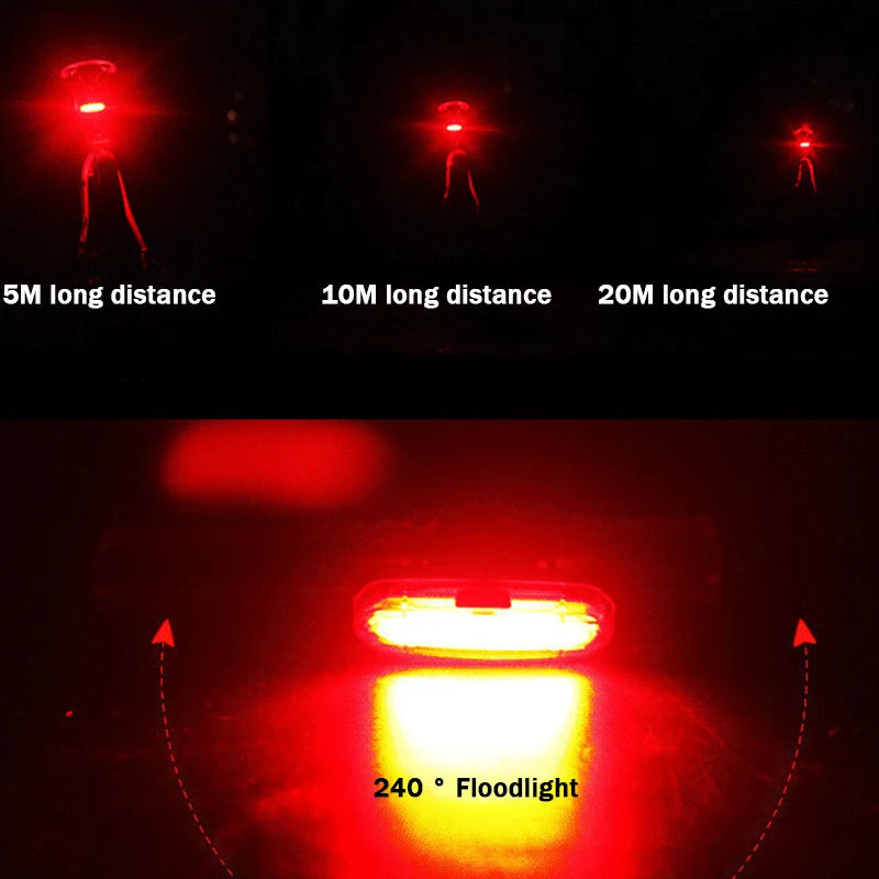Bicycle Light LED Rear Tail Lamp Waterproof USB Rechargeable Bike Safety