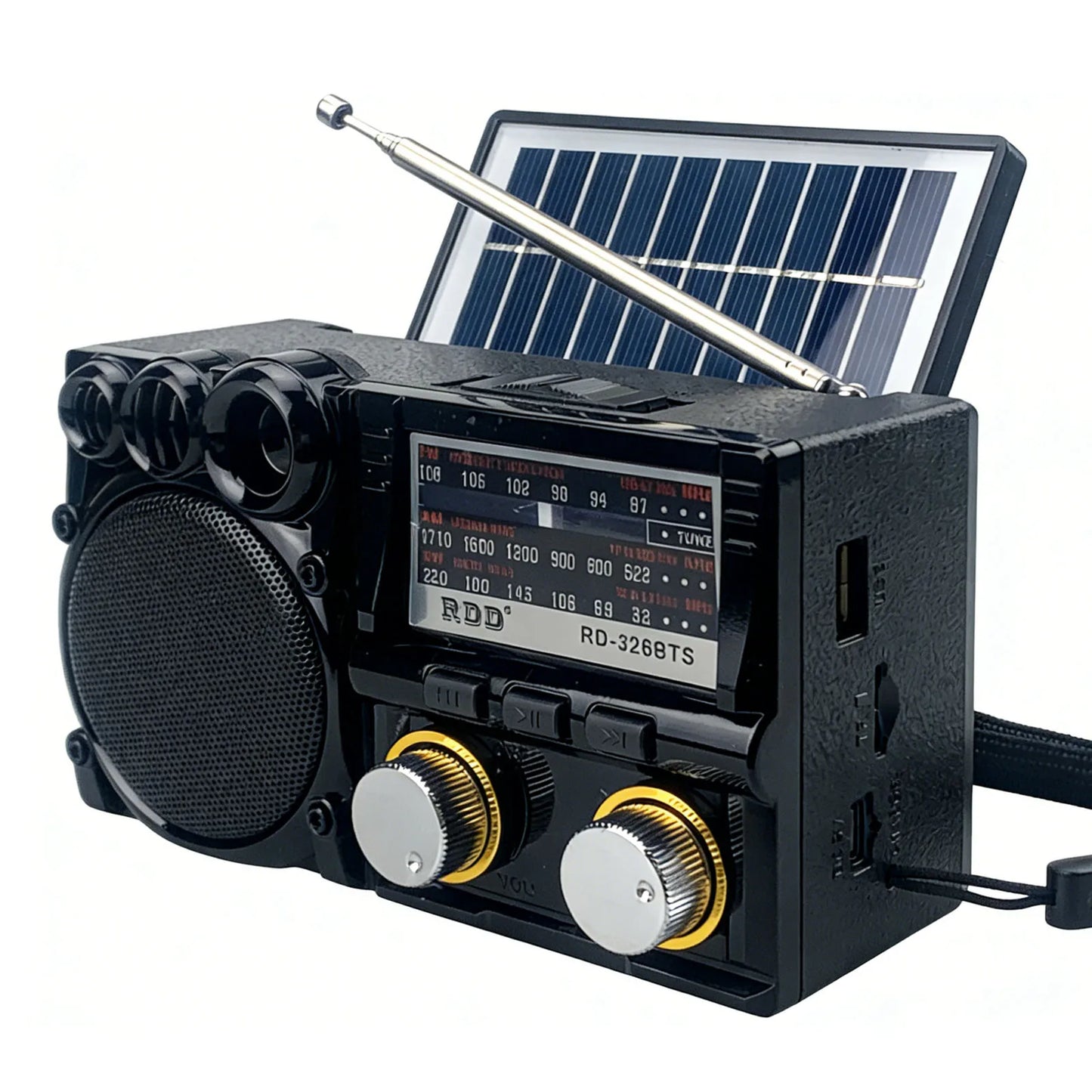 Portable Bluetooth Speaker Solar FM AM SW Radio Rechargeable Player