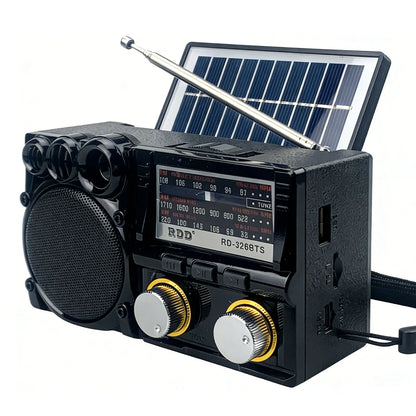 Portable Bluetooth Speaker Solar FM AM SW Radio Rechargeable Player