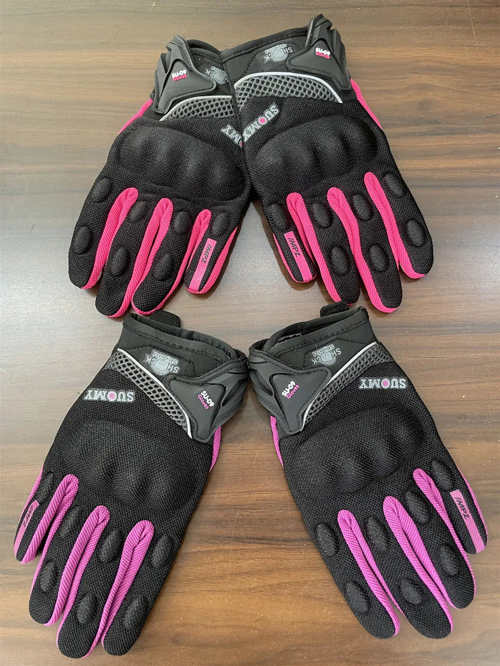Women Motorcycle Gloves Summer Breathable Racing Touch Function Pink Purple