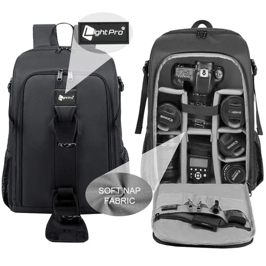 Waterproof Shoulder Backpack for Photography Big Capacity DSLR Video Tripod Bag with Rain Cover for Canon Nikon Sony Pentax