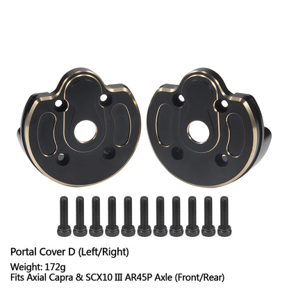 Black Brass Steering Knuckle Portal Cover Weights for Axial Capra SCX10 III