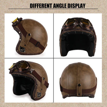 Uchoose Retro Motorcycle Helmet Open Face Chopper ABS Material Vintage