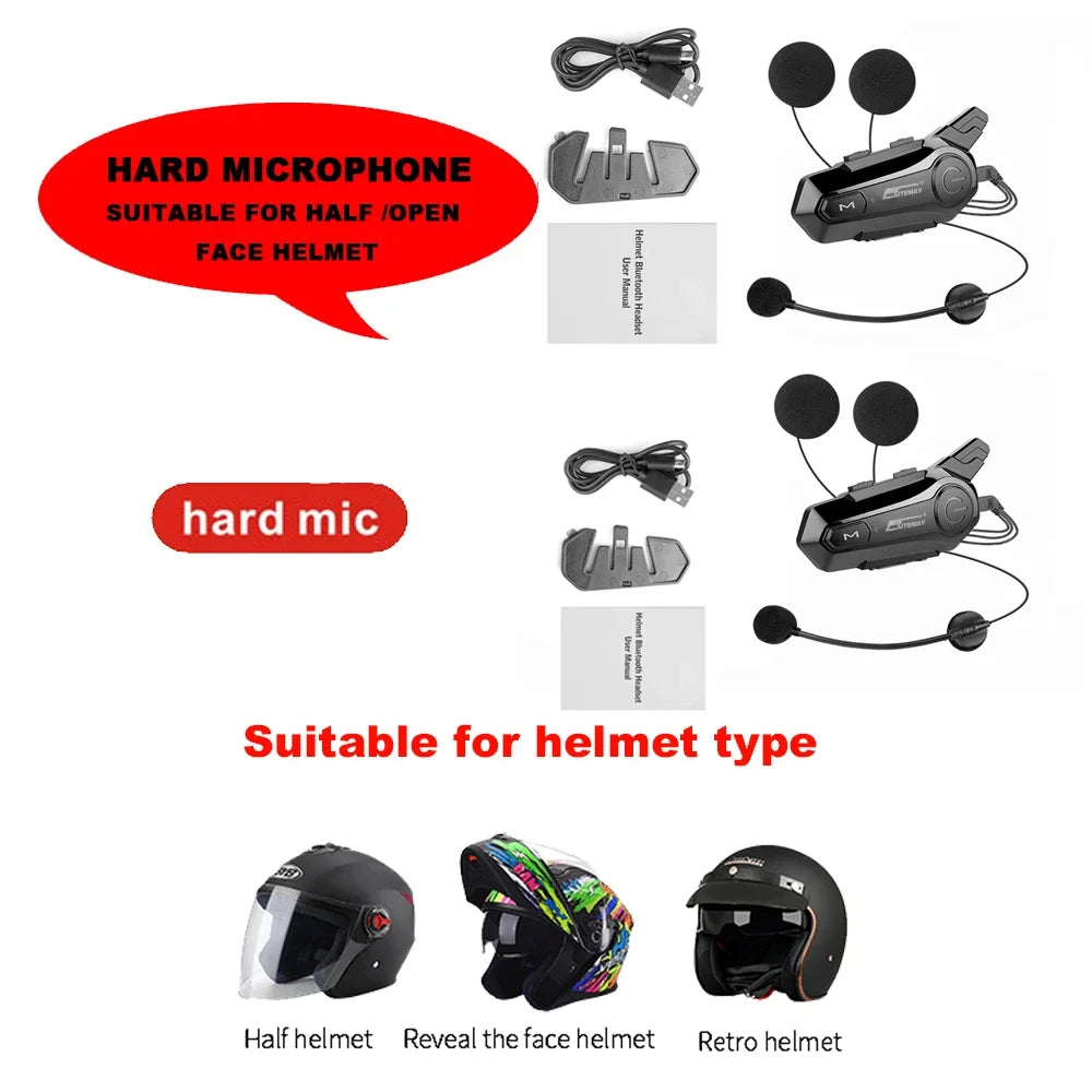X1 Plus Motorcycle Helmet Bluetooth Intercom Headset 1000m 2-Rider Waterproof
