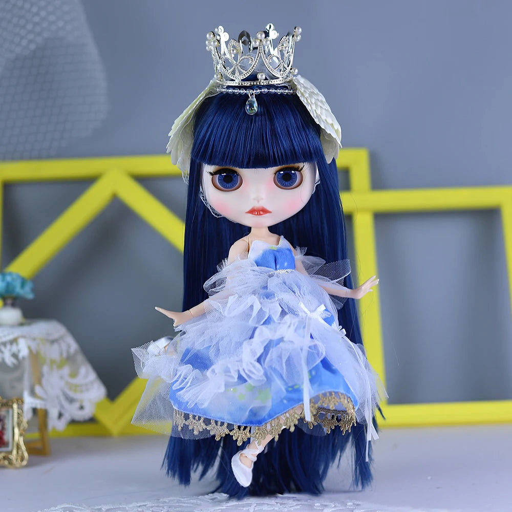 ICY DBS Blyth Doll BJD Joint Body White Skin Blue Hair Set Doll 1/6 30cm Girl Gift Anime SD-EXPROTAS