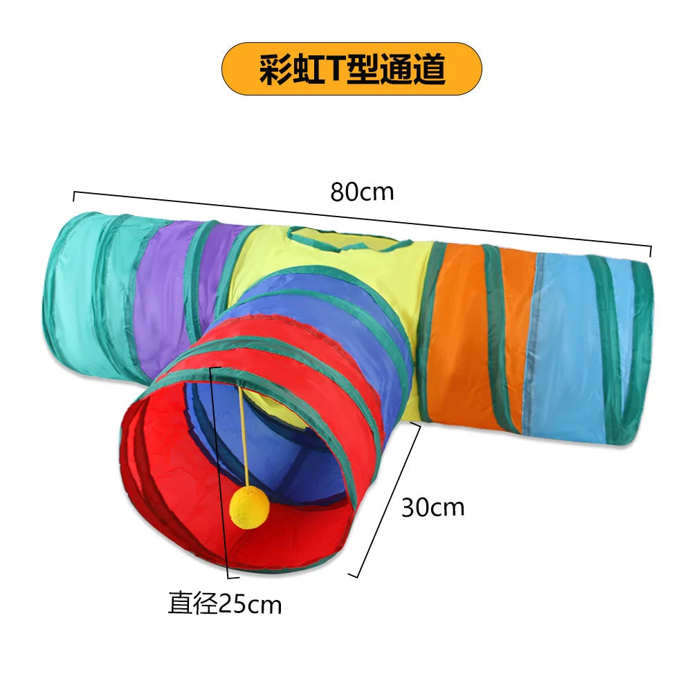 Foldable Cat Tunnel Tube Interactive Toy for Kitty Puppy Indoor Play