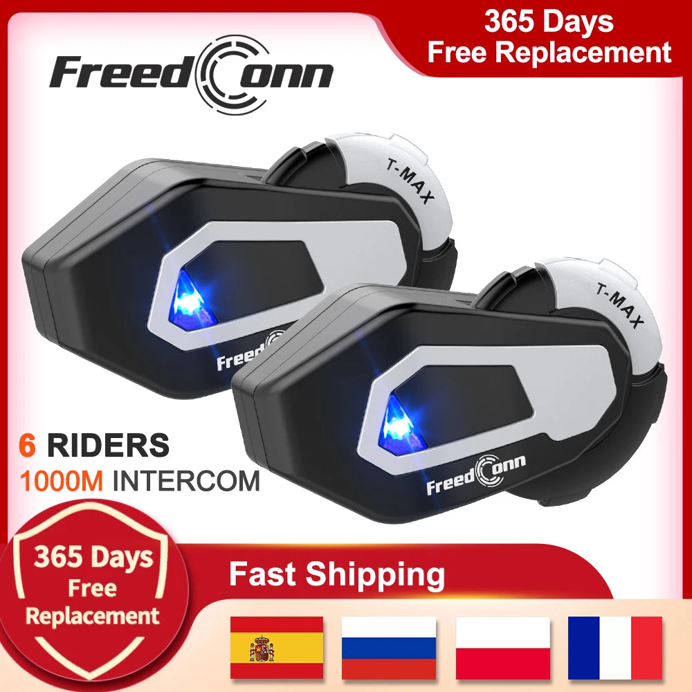 FreedConn T Max Motorcycle Helmet Bluetooth Intercom 6 Riders FM Waterproof