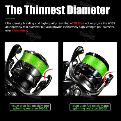 150M SeaKnight W131 Braided Fishing Line 0.16mm 22LB Saltwater Coated