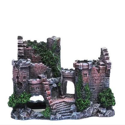 Fish Tank Castle Ornament Ancient Resin Decoration for Aquarium Landscaping