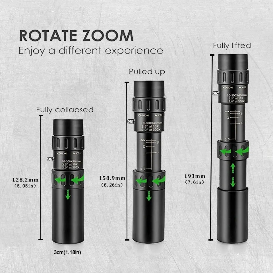 HD Portable 10-300x40 Binoculars Telescope Long Range Night Vision Monocular