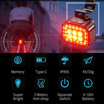 LED Bicycle Light Set Q6 Rechargeable Front Rear MTB Safety Lamps