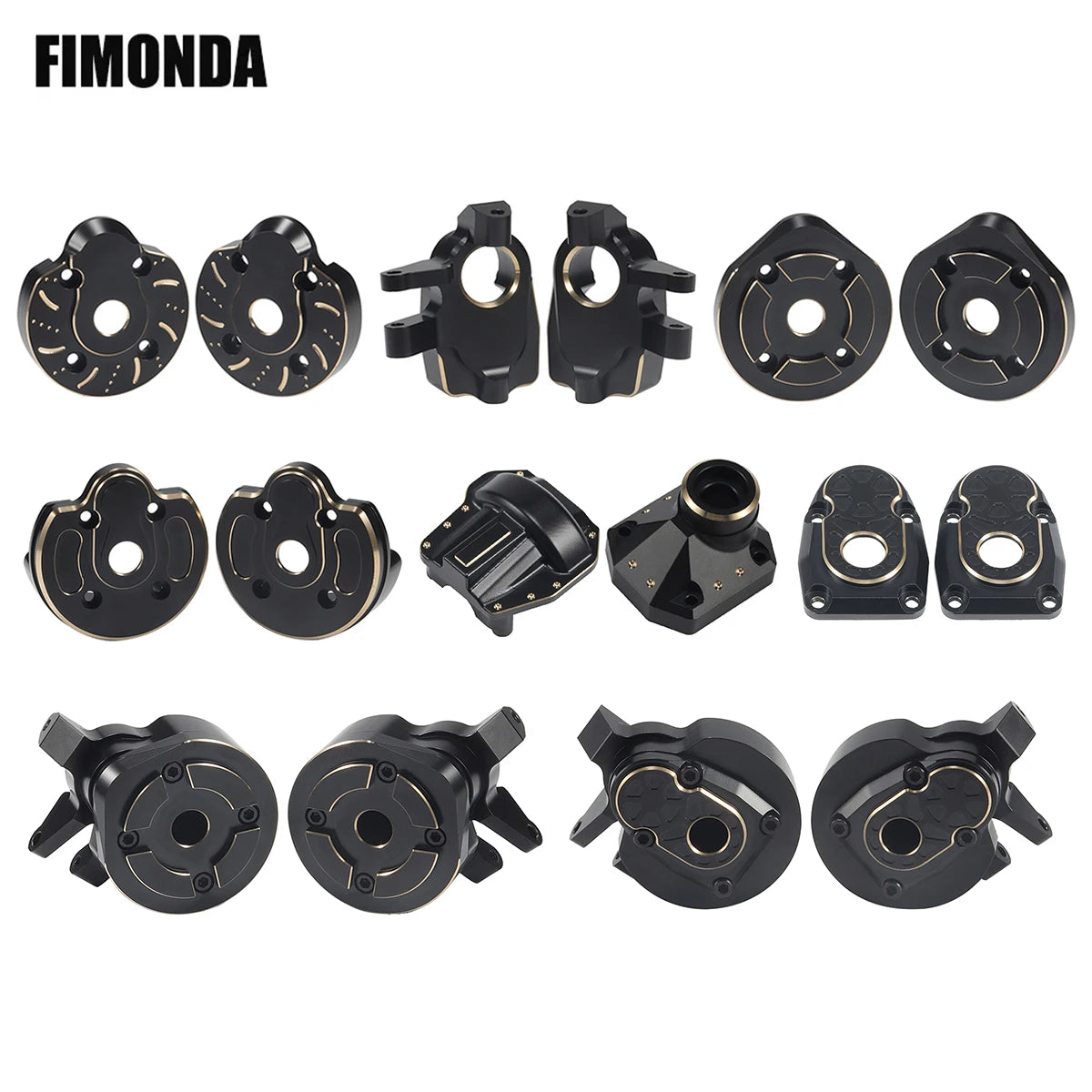 Black Brass Steering Knuckle Portal Cover Weights for Axial Capra SCX10 III