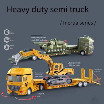 1pcs Scale-carrier Container Engineering Vehicle Excavator Transport Truck Model