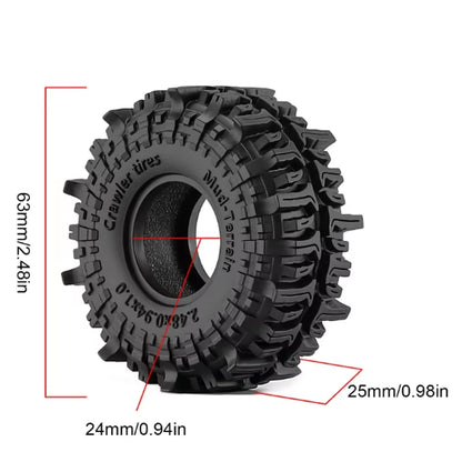 4PCS Beadlock Wheel Tyres for RC Crawler 1/18 TRX4M SCX24 FCX24