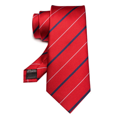 Mens Striped Neck Tie Red Formal Ties for Wedding Party Occasions