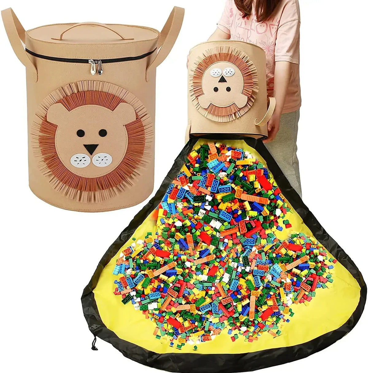 Large Toy Storage Bag Play Mat Portable Organizer for Building Blocks