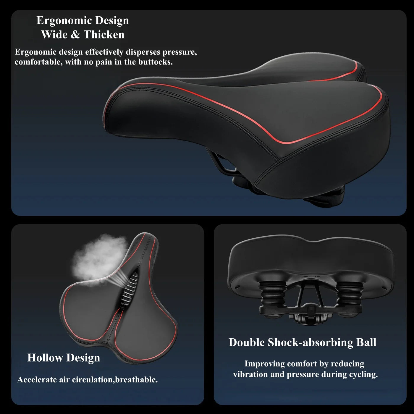 Comfort Wide Bicycle Seat Replacement Bike Saddle for Men Women Indoor Outdoor