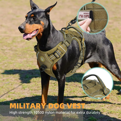Tactical Dog Harness Adjustable No Pull Reflective Vest for Medium Large Dogs
